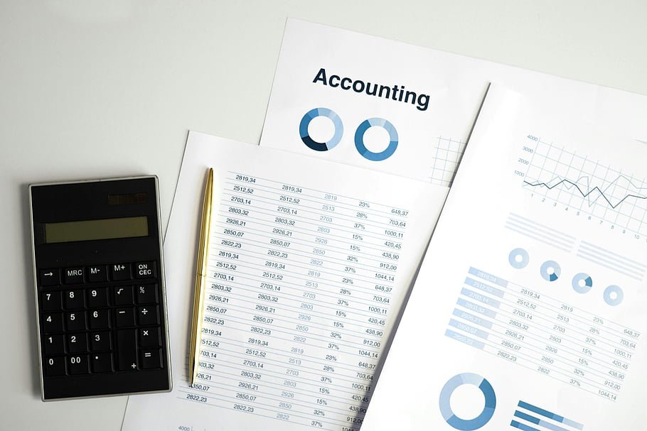 Simple profit and loss statement created in Microsoft Excel with colored totals